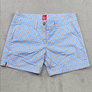 BE Shorts XS Light Blue and Orange Patterned Women's Cotton Stretch Shorts